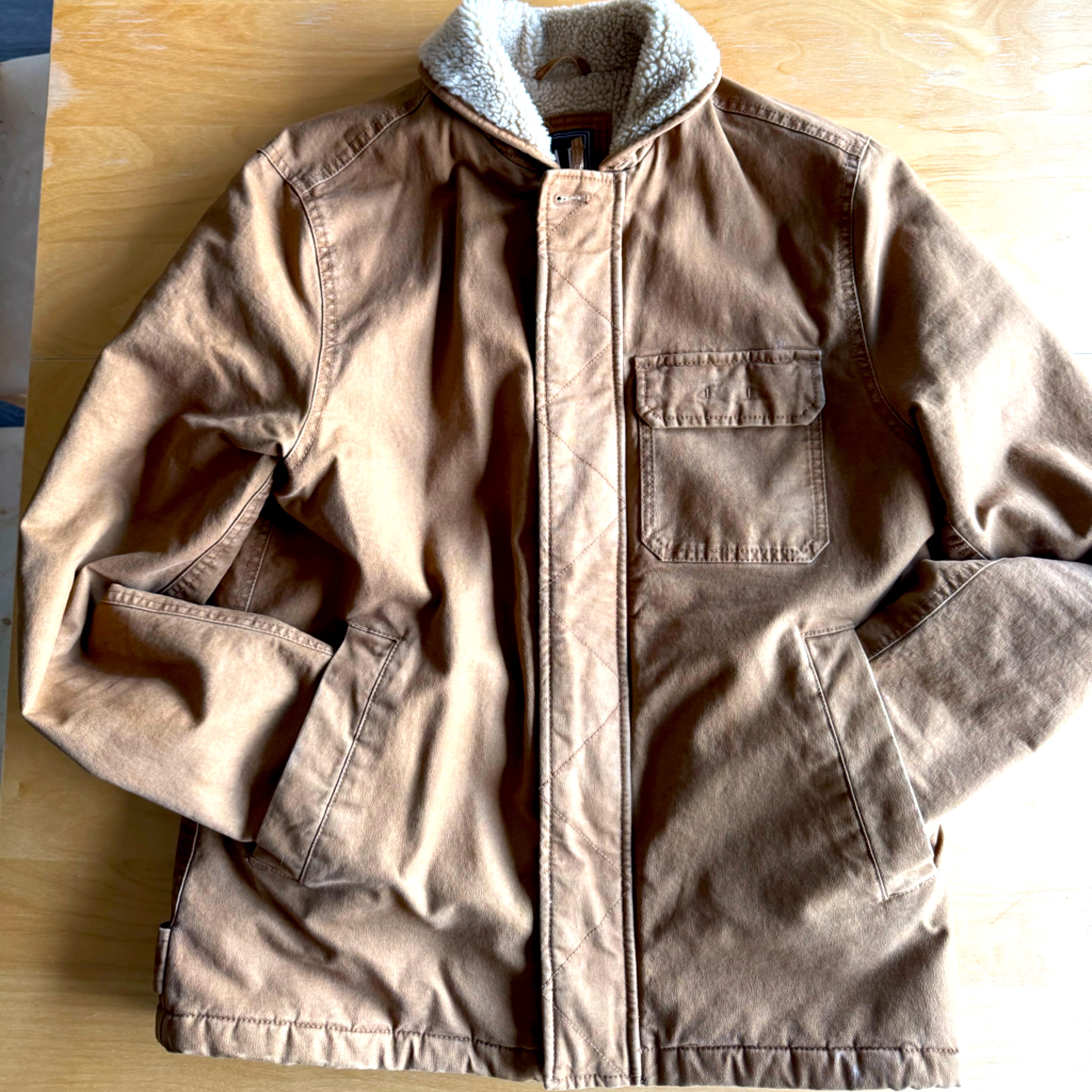 Gap Sherpa Lined Duck Work/Deck Jacket- Small Classic Tan *Like New!! *